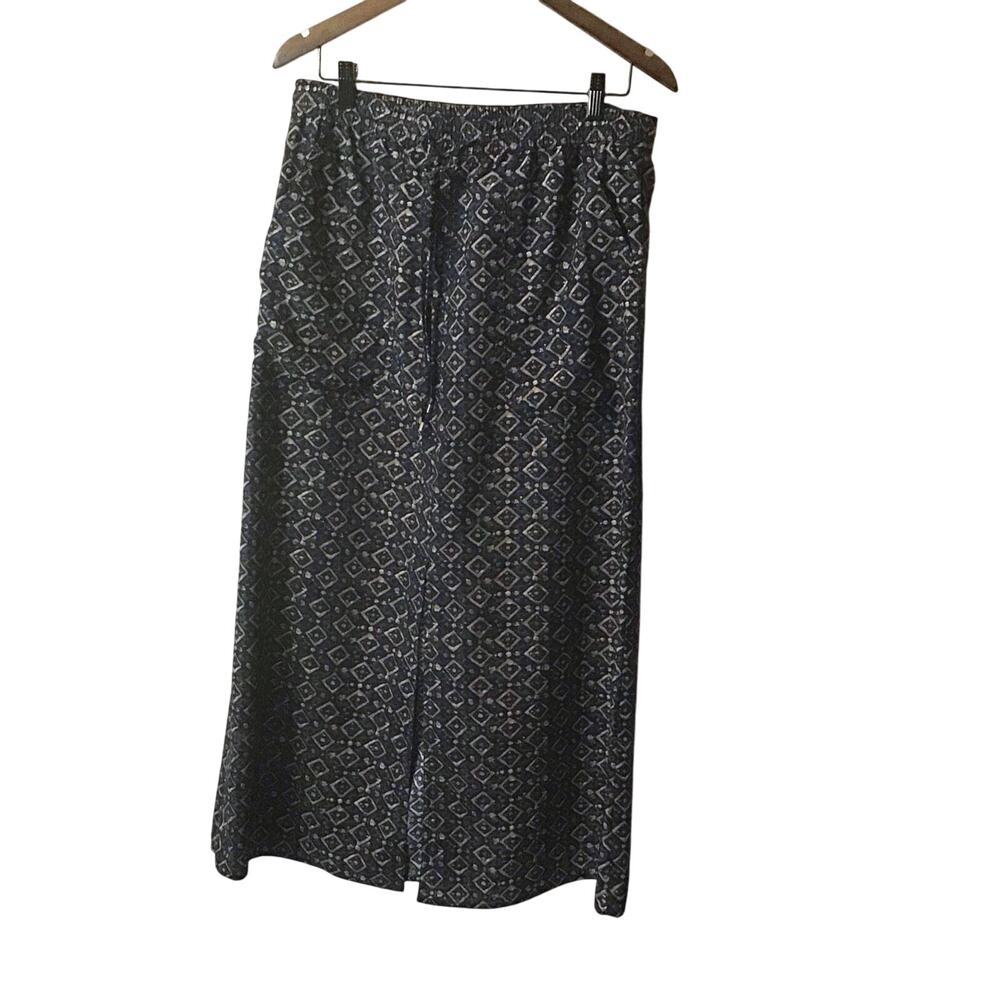Lauren Ralph Lauren Blue Tan Geometric Print Maxi skirt Split front & Back M